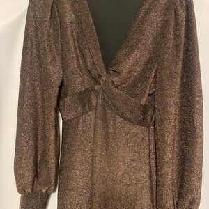 Brown Ruched Tie Front Bodycon Dress